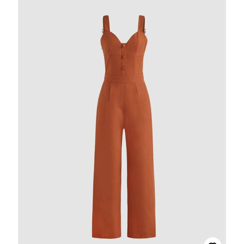 Cider Solid Pumpkin Spice Retro Jumpsuit,  with Pockets, NWT, Sml